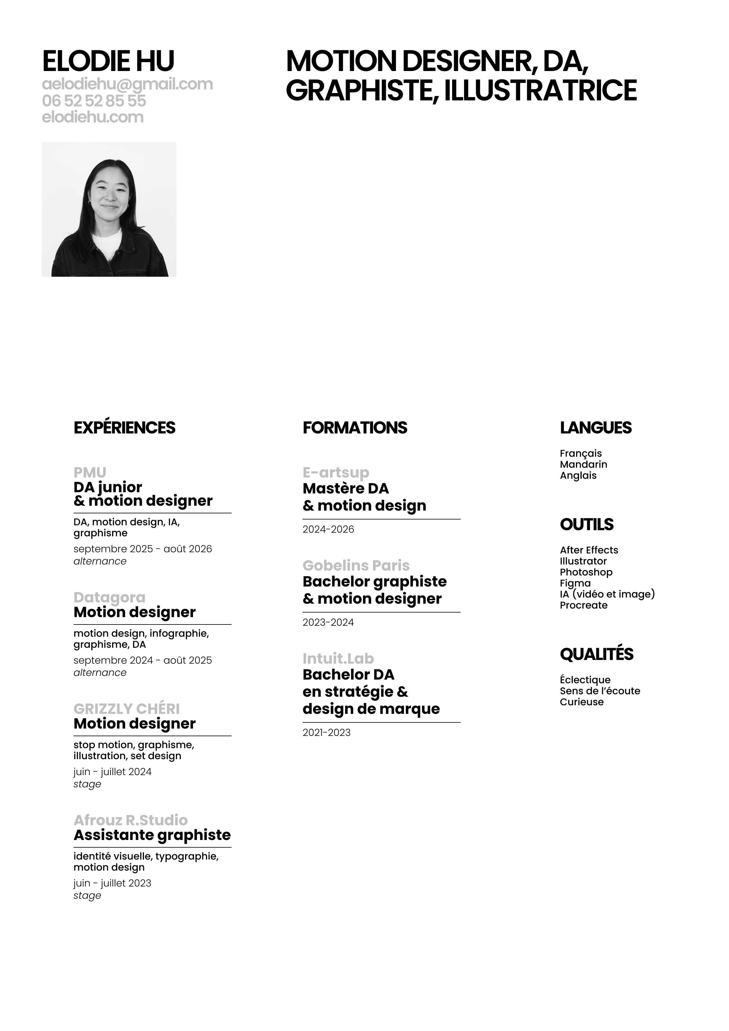 CV d'Elodie Hu